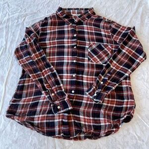 Lucky Brand Red and Blue Plaid Button-Down Shirt